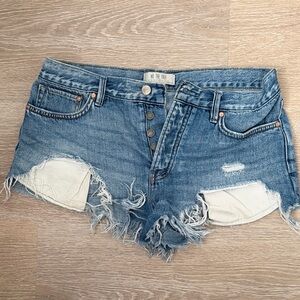We The Free Blue Distressed Jean Shorts